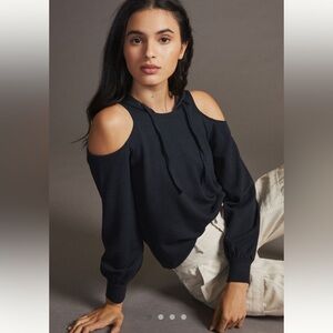 Anthropologie, daily practice, open shoulder hoodie size small